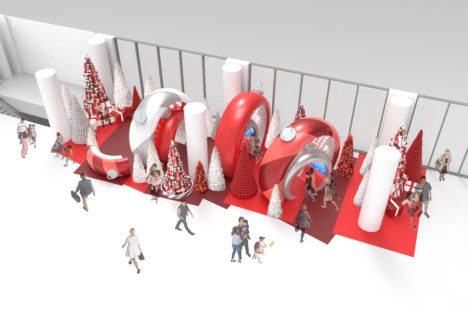 3d Ornament Rings Holiday Set Render