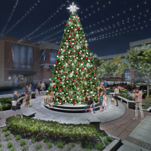 Clay Terrace Holiday Set Exterior Tree Rendering