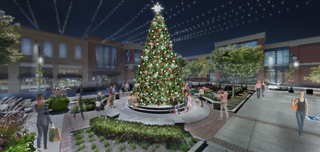 Clay Terrace Holiday Set Exterior Tree Rendering