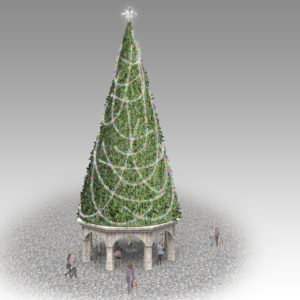 The Wharf Walk Under Tree Light String 3d Rendering